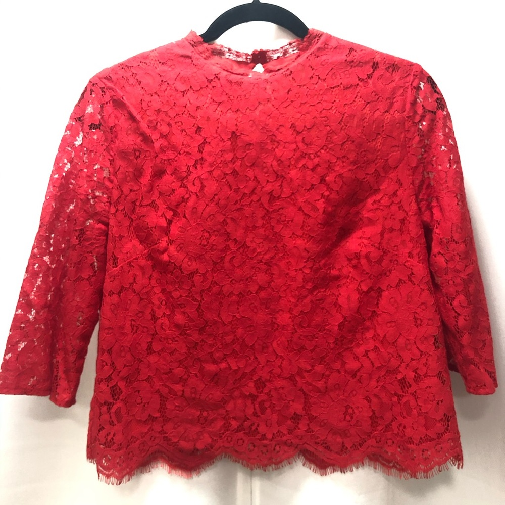 Red lace h&m blouse